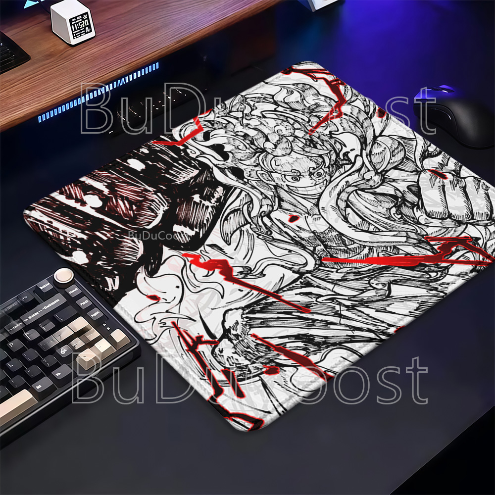 Pc Gaming Drawing - Черно-белый аниме-коврик для мыши One Piece
