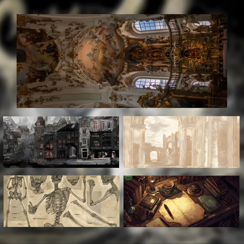 Pc Gaming Drawing - Коврик для мыши с ретро-архитектурными рисунками,