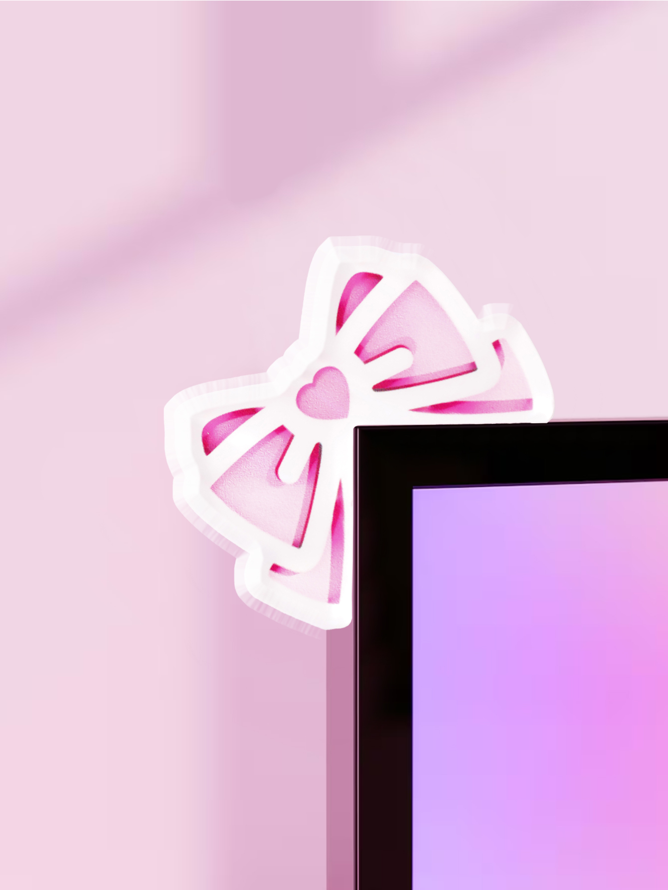 Pc Gaming Kawaii - Kawaii Bow Monitor Decor Розовый акриловый